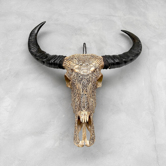 Traditionele Barong |  Gegraveerde Buffelschedel