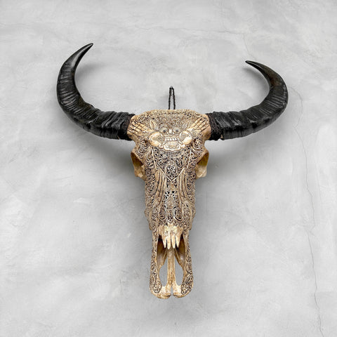 Traditionele Barong |  Gegraveerde Buffelschedel