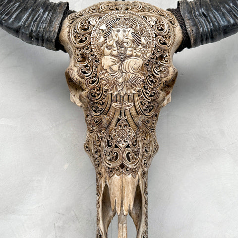 Goddelijke Ganesha | Gegraveerde Buffelschedel
