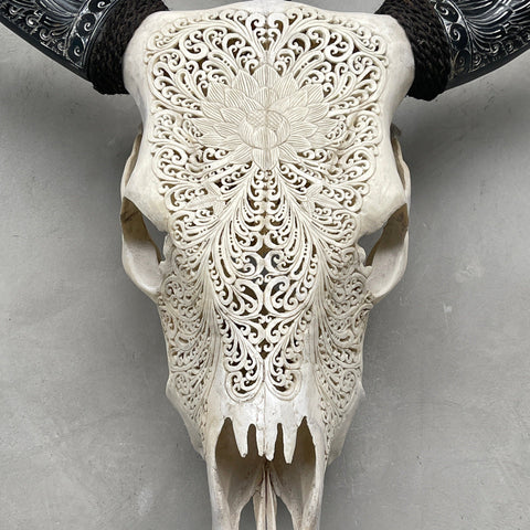 Blooming Mandala | Gegraveerde Koeienschedel