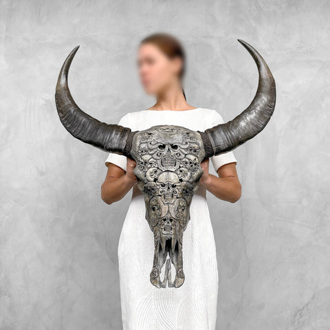 Macabere Diablo | Gegraveerde Buffelschedel