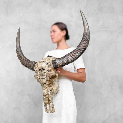 Macabere Diablo | Gegraveerde Buffelschedel