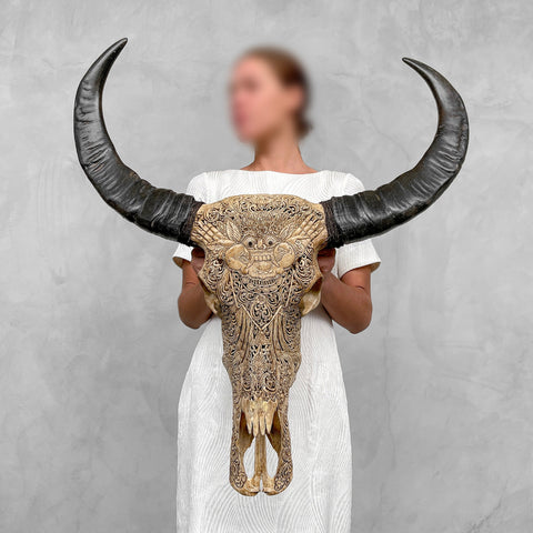 Traditionele Barong |  Gegraveerde Buffelschedel