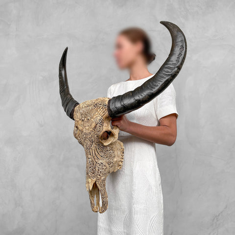 Traditionele Barong |  Gegraveerde Buffelschedel