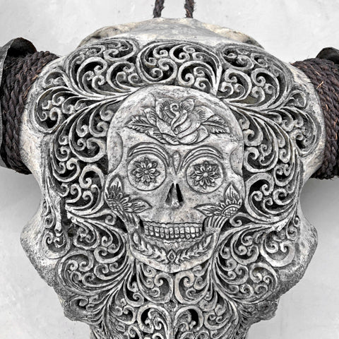 Dia de Los Muertos | Gegraveerde Buffelschedel