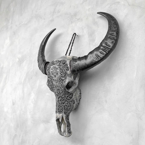 Dia de Los Muertos | Gegraveerde Buffelschedel