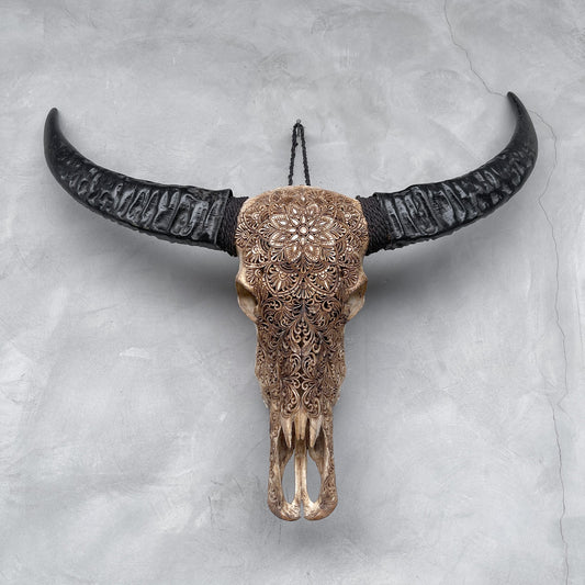 Rebel Bloom Skull | Gegraveerde Buffelschedel