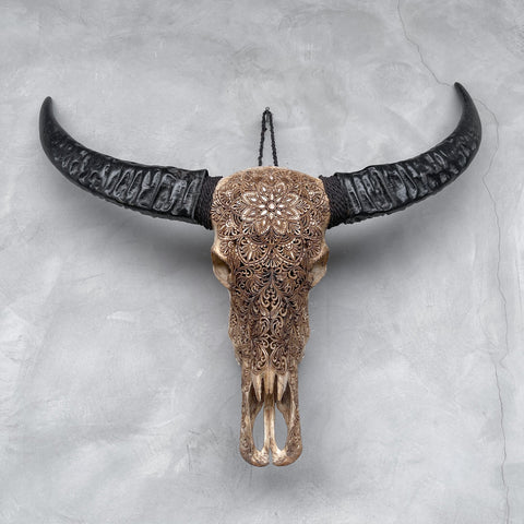 Rebel Bloom Skull | Gegraveerde Buffelschedel