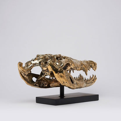 Levensechte Bronzen Krokodillenschedel