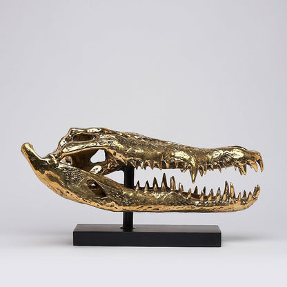 Levensechte Bronzen Krokodillenschedel