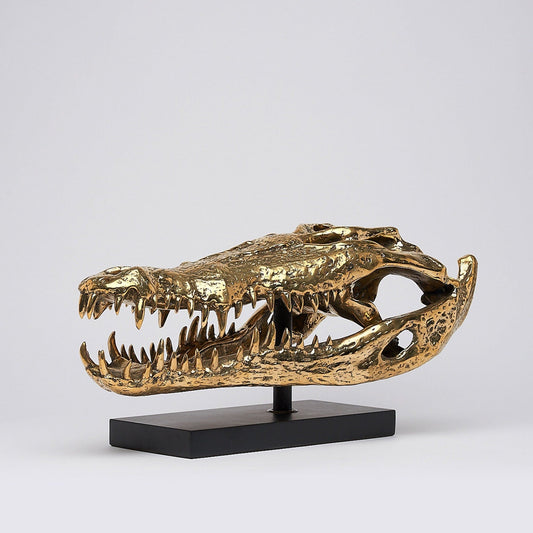 Levensechte Bronzen Krokodillenschedel